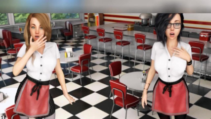 3DXXXTEEN2 Cartoon: 3人のセクシーなウェイトレスと客なし。3Dポルノ漫画セックス