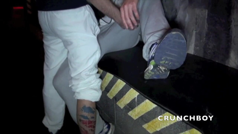 Sneaker gay: Two sexy scaly lads fucking in sneakers in backroom