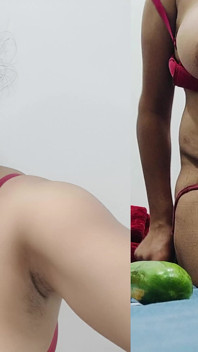 College Girl Stepdaddy Roleplay Sex with Big Cucumber in Pussy
