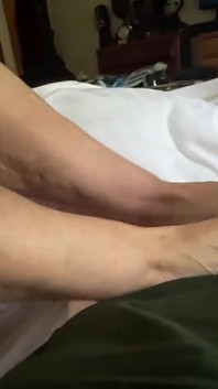 Granny Stepaunt Ann Gives Footjob to Me for Cum