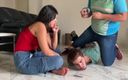 Selfgags femdom bondage: Prinsă uitându-se la curul ei