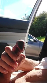 Busy Parking Lot Jerk and Cum