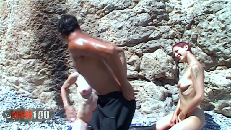 MMM100: Foursome at the beach with two horny sluts