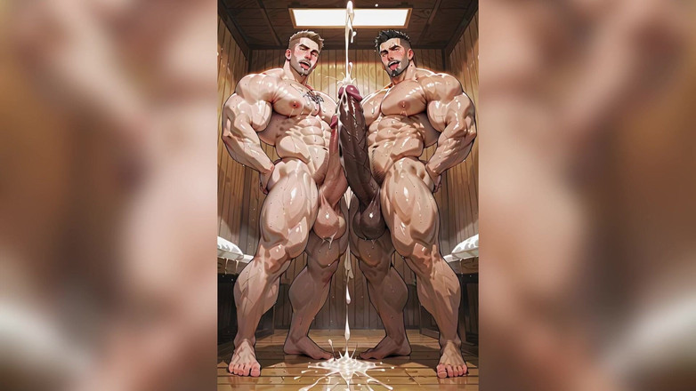 AI gay porn: Grote pik gespierde homo's neuken