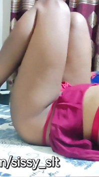 Ladyboy Sexy Exercise in Red Lingerie