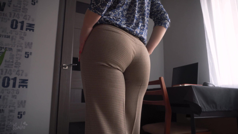 Teasecombo 4K: MILF Secretary Teases Tight Ass Till Her Pants Split