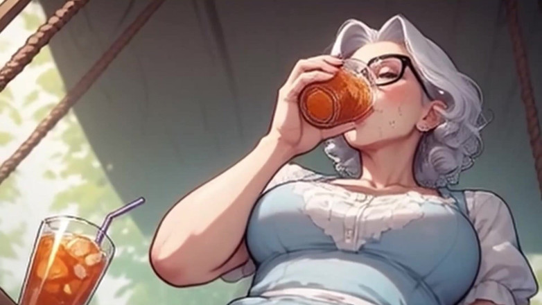 Aiwaifuloops: Professeur Waifu Point de vue mature - Banc avec robe tournesol,...