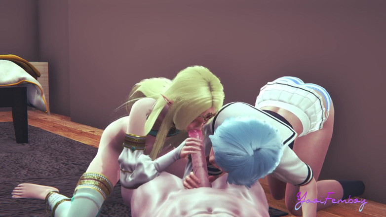 Yaoitube: Yaoi Femboy Yuki &amp; Blue - trio pijpbeurt en anaal