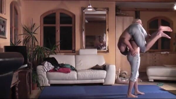 European Lift and Carry Club: Homemade wrestlign action with hot blonde teen