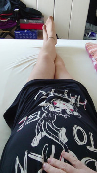 Nylonjunge in the Nightgown and Tights in Bed