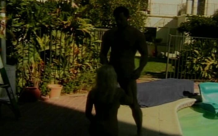 Lovers Of Vintage: Classic Blonde MILF Rides Big Dick in the Backyard