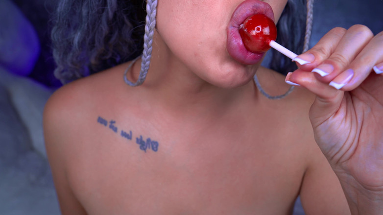 AnGelya G: Cute Girl Sucks and Caresses Herself with a Lollipop