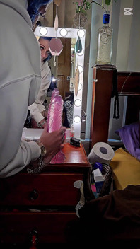 Petite MILF Takes in Giant Dildo