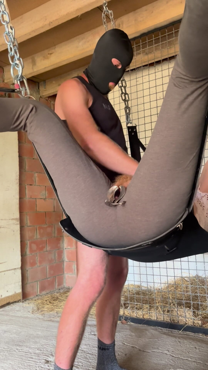 Farmer-Farmgirl: Pissed in Her Pussy Through a Speculum - Blindfolded Slut Farmgirl...