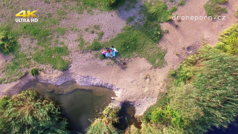 Peaches and Bananas: Teen on the Nudist Beach Filmed by Drone