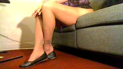 Abby Anna: Collant di nylon di suntan basse gioco con le scarpe