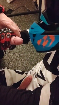 Motocross Guy Jerks off After Sex to His Partner