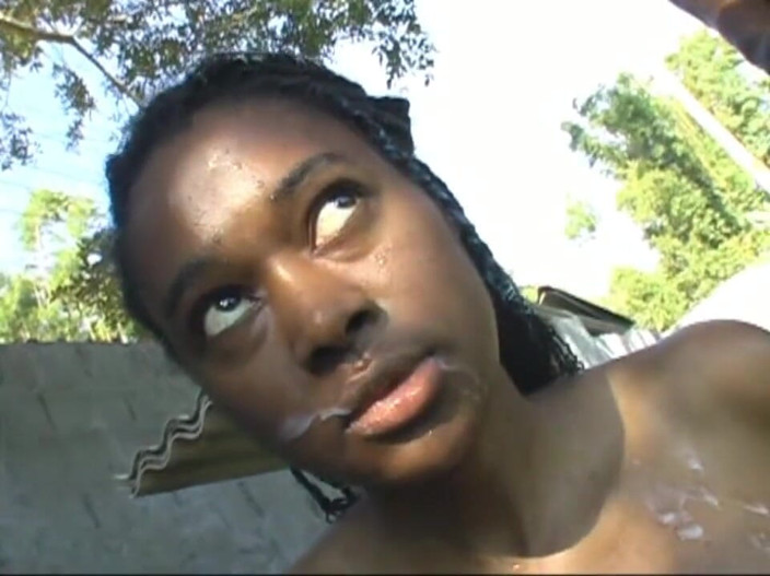 Genuine XXX: Perfect Brazilian ebony submissive slut endures rough mouth fucking and...
