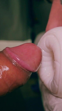 Closeup Asmr Beautiful Big Uncut Cock Fucking Fleshlight and Shooting a Big Cum Load