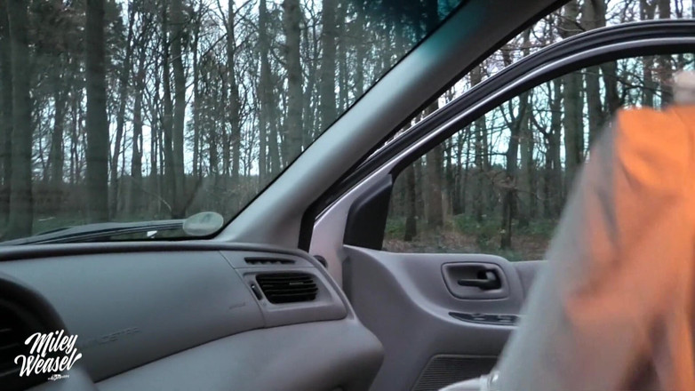 Miley Weasel: Blonďatá amatérka Miley Weasel Riskantní veřejné šukání v autě