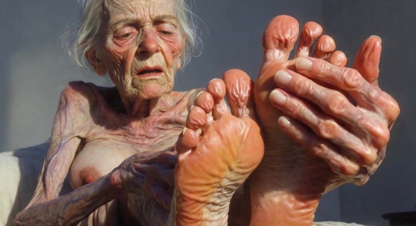 YOUR BEST FANTASY: Granny Foot Oil Play - Self Massage Makes Her Horny and...