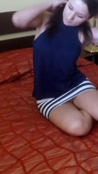 Sexy Amateur Brunette Strips and Shows Her Body