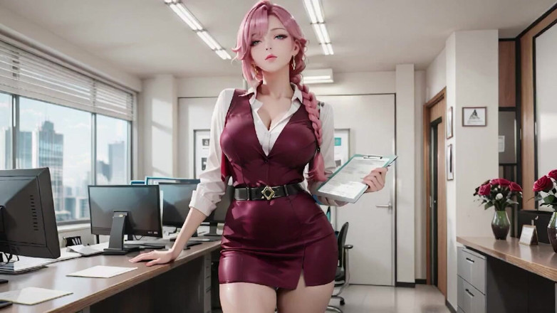 Seraphina Vale: Secretaria en pony rosa! Se burlan de la oficina privada, ¿puedes...