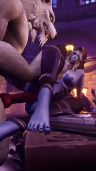 Werewolf takes night elf from behind