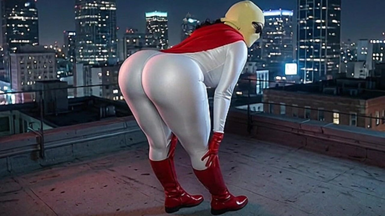 Animate golden: Petite Big Ass Superheroine in White and Red Showing Her...