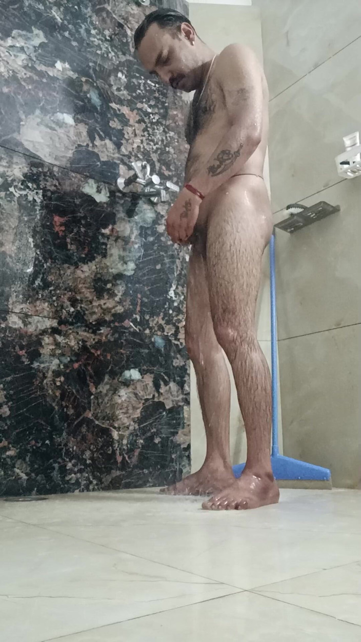 Rajasthani-old-lover: Indian Desi Man Enjoy Shower Show