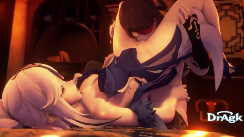 DrAgk: Raiden Shogun Ayaka Kokomi Ningguang Fischl Genshin Dopad kompilace 3D Dragk...