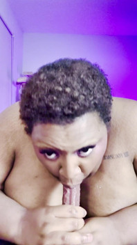 BBW Ebony Goddess with Big Tits Gives Whipped Cream Blowjob to BBC
