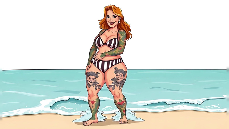 AI Porn: Ai Tattoo Art Vnadné Bikiny Ženy