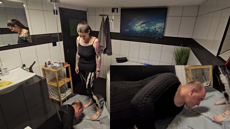 Femdom-Team-German: Slave Is Fed with Bananas