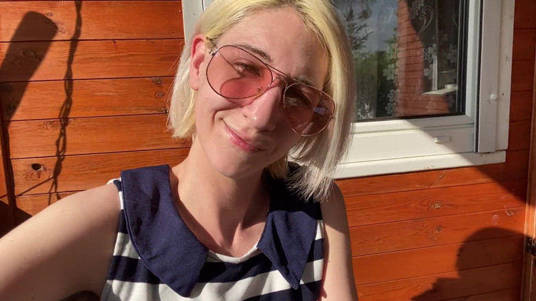 Cuteblonde666: Smoking outside showing my hairy pussy