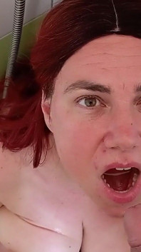 Chubby Redhead Gets Pissed in Her Mouth Swallowing It