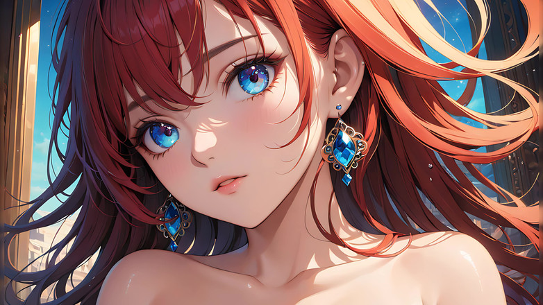 AI Girls: Painted Reflections - Artistic Nude Woman with Eyes Full of Color
