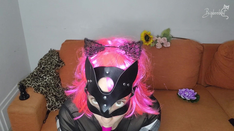 BigBoobCat: Moje přirozená, velká prsa pulzují! Maska kundičky, dělám si radost