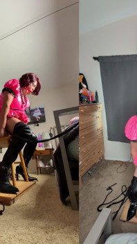 Sissy candy in auto bondage con enormi dildo