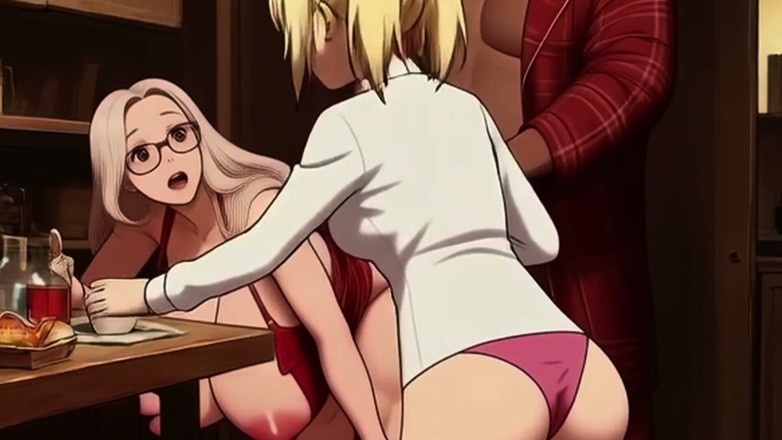 Spicy Toons: Une MILF blonde aux seins géants laisse sa belle-fille regarder !
