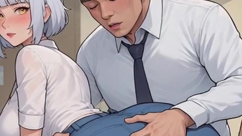 Aiwaifuloops: 와이푸 아마추어 십대 POV - 사무실 수영복 애타게 & 클로즈업 보스 오럴