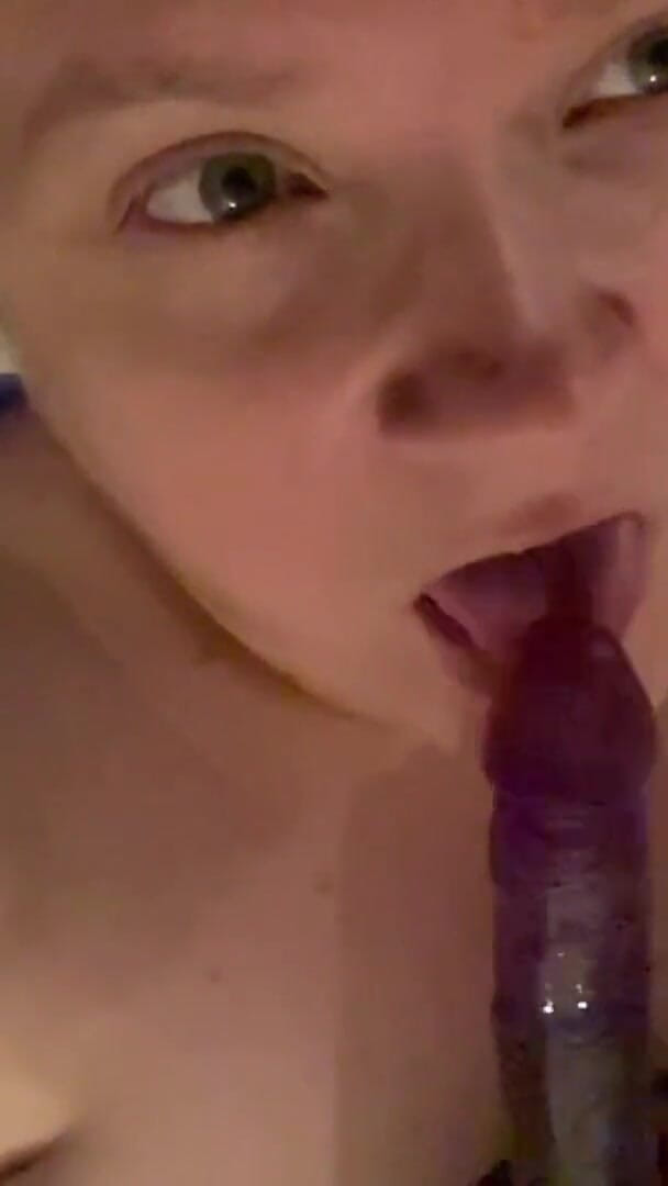 Squeezing My Big Boobs Sucking My Dildo (Real homemade BBW BBC porn)