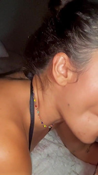 Naughty Latina Shows off in Bed, Sucks Dick and Then Gets a Load in Her Pussy