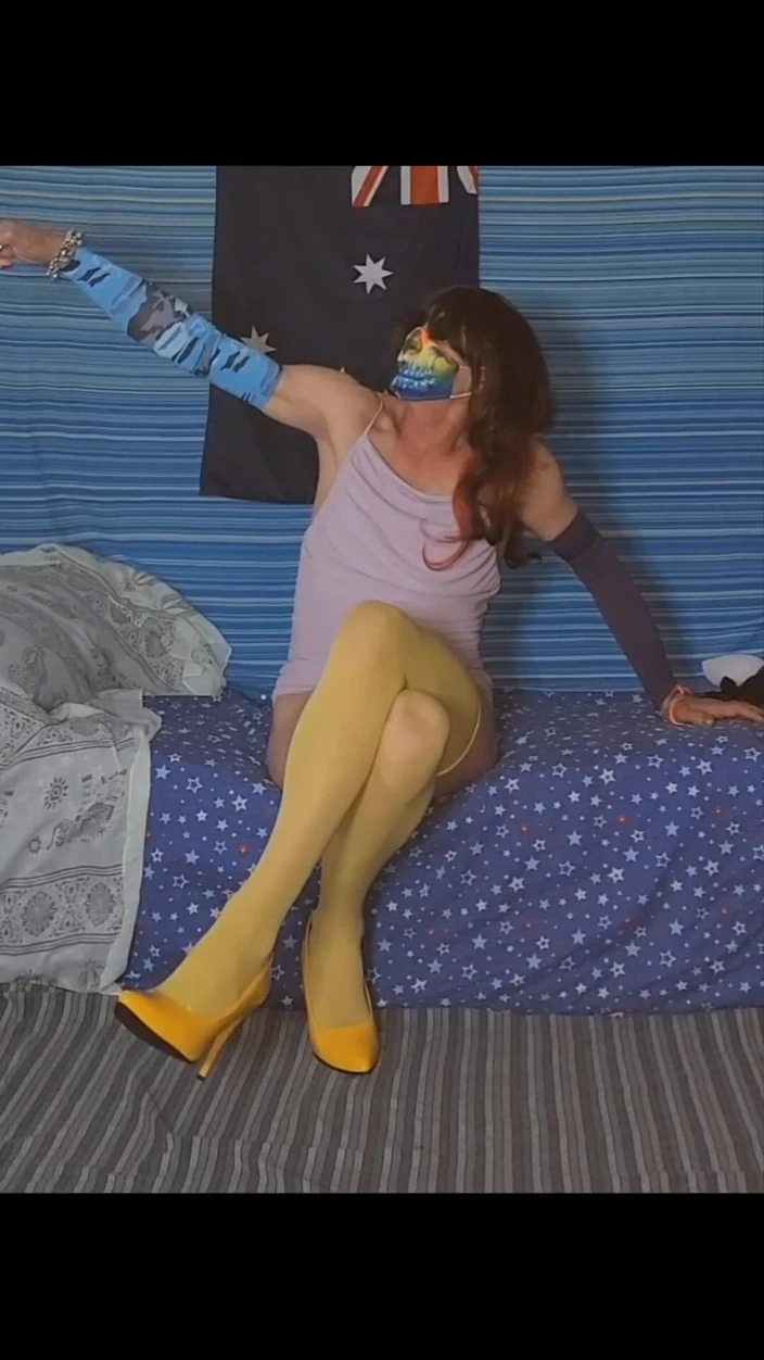 Lizzaali: Stretching Bending and Stroking Myself in My Beautiful Purple Dress...