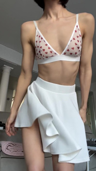 Slow Motion Skirt Twists Red Panties Sheer Bra