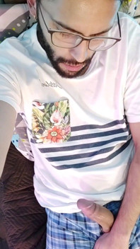 Hands free cumshot on my pants. Would you like to suck my big cock?