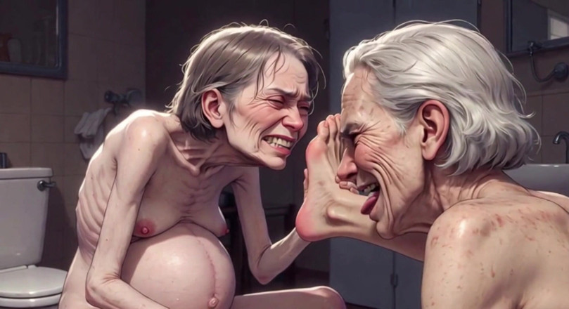 YOUR BEST FANTASY: Two Ugly 90 Year Old Grannies Foot Fetish - Licking &amp; Moaning in...