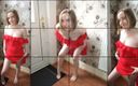 Horny vixen: Diavoorstelling van mij, Haley, poserend in een rode jurk