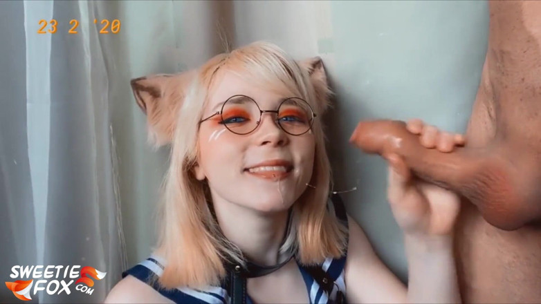 Sweetie Fox: Krásná liška saje ptáka a výstřik na obličej - sexy cosplay