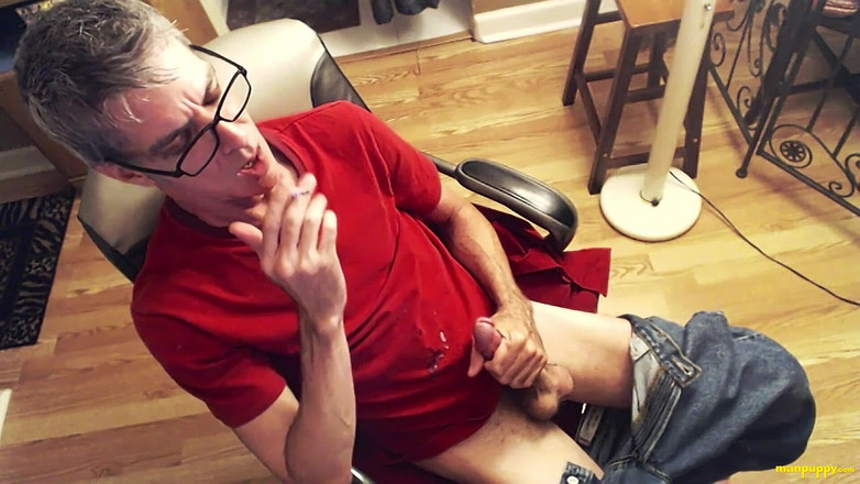 Man Puppy: Squeeze One Out While Smoking